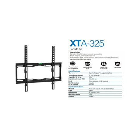 Soporte Fijo Para Pared Tv 32'' A 55'' Xtech Xta-325 Color Negro: imagen 4