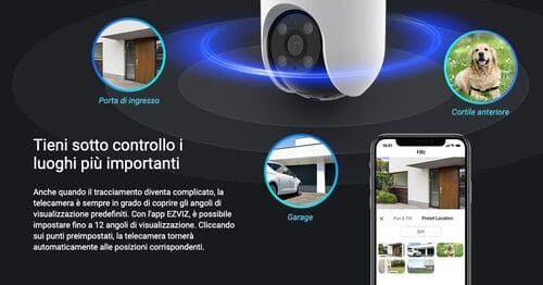 Camara Wifi Ezviz PTZ CS-H8C 2MP 1080P con seguimiento Diseño resistente a la intemperie exterior