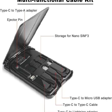 Caja para tarjetas de cable, adaptadores de cable de carga universales, puerto compacto USB-C/USB-A/Micro-USB/Lightning, compacta con la mayoría de los teléfonos inteligentes, soporte de teléfono: imagen 3
