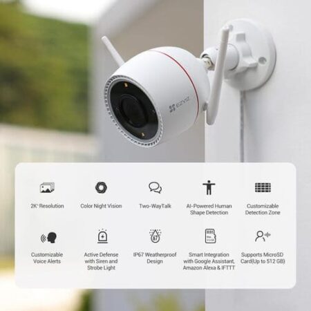 Cámara Vigilancia Ezviz H3c 5mp Wi-fi Blanco Bullet Blanco Diseño resistente a la intemperie IP67 Exterior: imagen 3