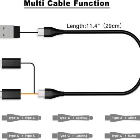 Caja para tarjetas de cable, adaptadores de cable de carga universales, puerto compacto USB-C/USB-A/Micro-USB/Lightning, compacta con la mayoría de los teléfonos inteligentes, soporte de teléfono: imagen 7