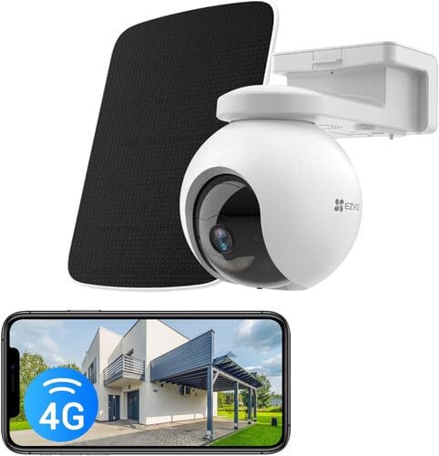 Cámara 360o Wifi Ptz Ezviz Hb8 A Batería + Panel Solar Blanco