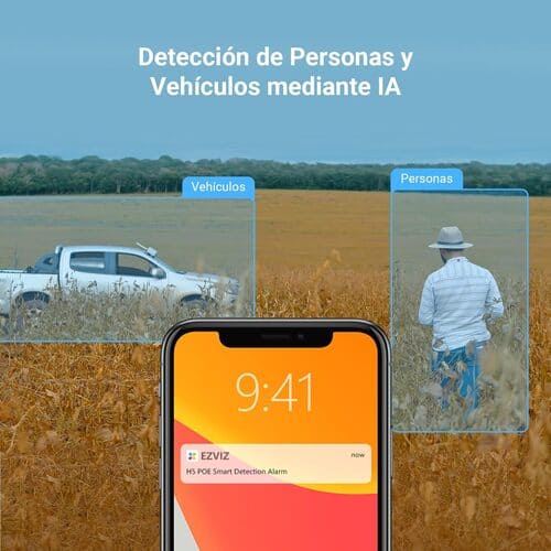 Camara PoE Ezviz H5 2K 3MP Diseño resistente a la intemperie IP67 Exterior