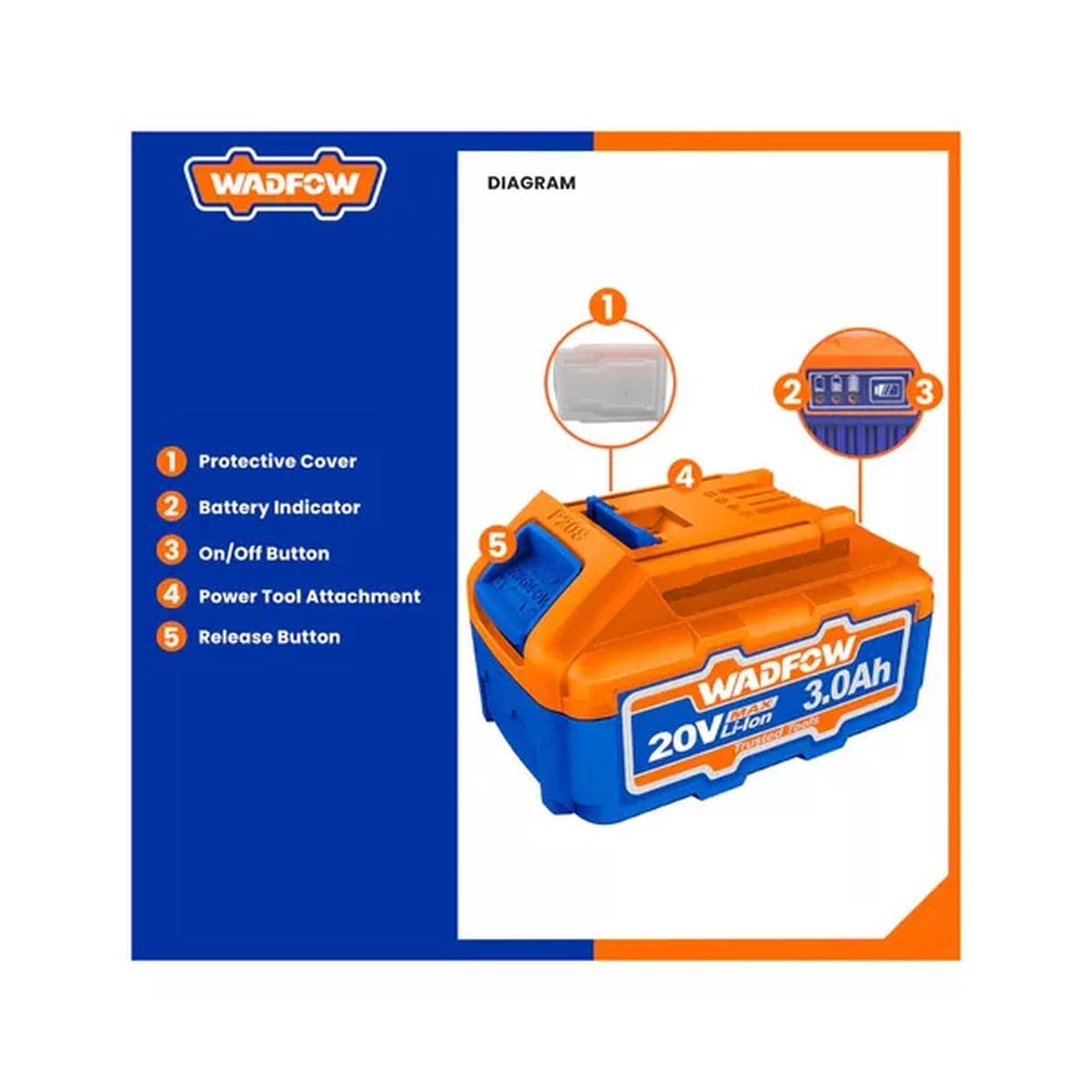 Bateria 20v 5ah P20s Wadfow Wlbp550 Maquinas Césped Taladro: imagen 4