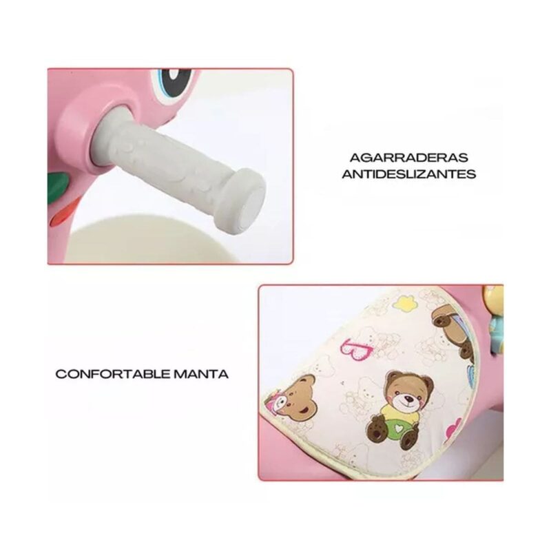 Caballito Mecedor Infantil Y De Paseo Con Sonido Azul