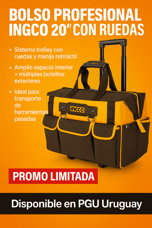 Bolso valija rigida 20" porta herramientas 19 bolsillos ingco