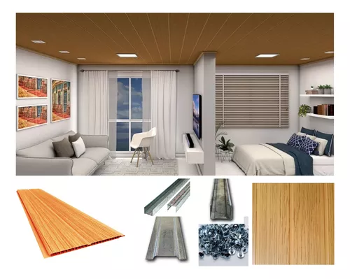 Kit Cielorraso PVC 5x5 - Color Natural Gemini - (25m2)