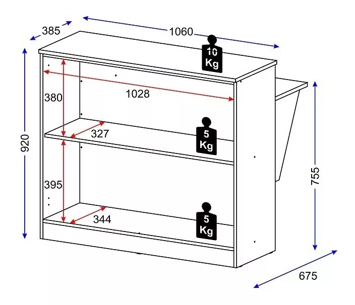 Mesada Isla Desayunador Con Estantes O Repisa A Elección