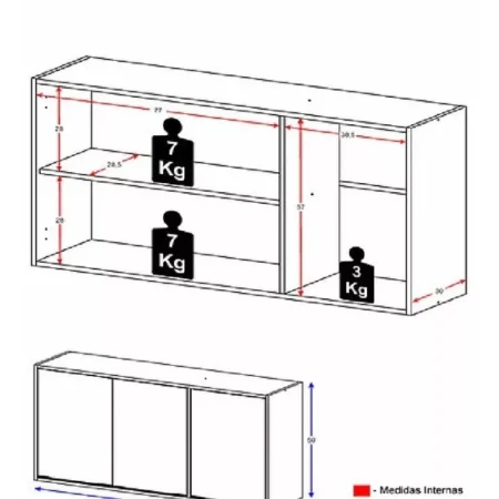 Alacena Aérea Pgu 3 Puertas Mdp Modelo Aereo: imagen 3