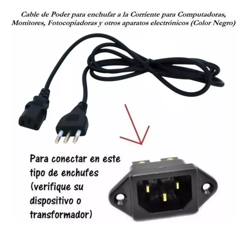 Cable Corriente de Alimentación Tres en Línea