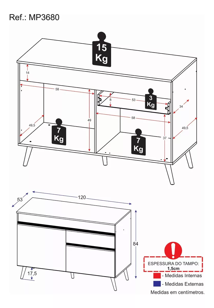 Bajo Mesada Boston-Mueble-Alacena De Cocina 1,20m: imagen 5