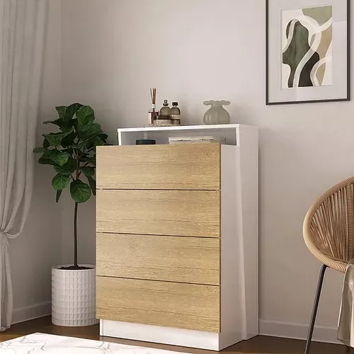 Cómoda Cajonera Para Ropa, Dormitorio Con 4 Cajones Mdp