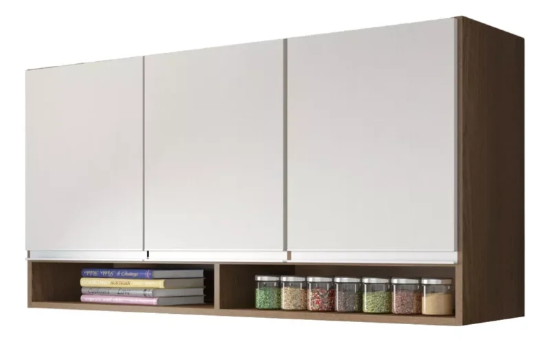 Mueble Alacena Aéreo De Cocina 3 Puertas De Colgar 1.20 Mdp Color Beige/marrón