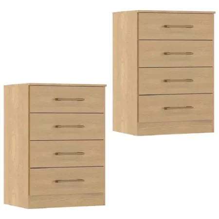 Juego De 2 Cómodas Cajoneras Zapatera 4 Cajones Dormitorio