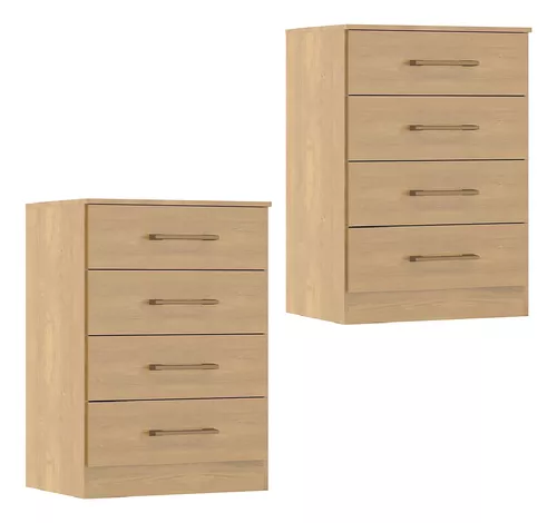 Juego De 2 Cómodas Cajoneras Zapatera 4 Cajones Dormitorio