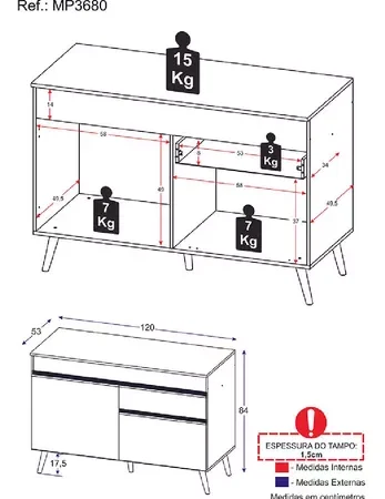 Set Bajo Mesada Y Alacena Mueble Areo Cocina Ambos De 120cm: imagen 5