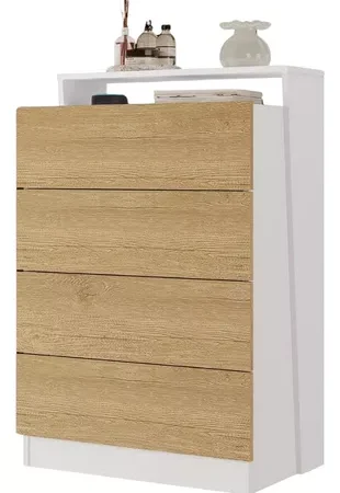 Cómoda Cajonera Para Ropa, Dormitorio Con 4 Cajones Mdp