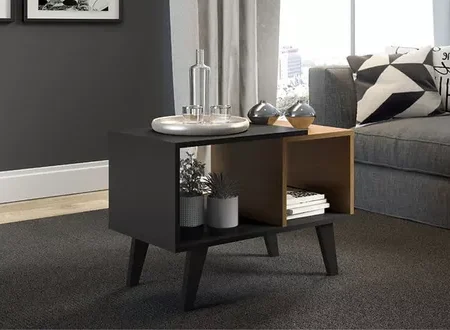 Juego De 2 Mesas Ratonas Madera Elegante Con 2 Separaciones: imagen 2