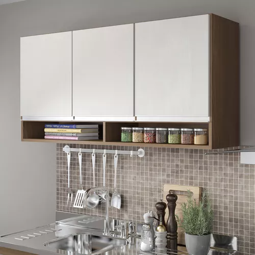 Mueble Alacena Aéreo De Cocina 3 Puertas De Colgar 1.20 Mdp Color Beige/marrón