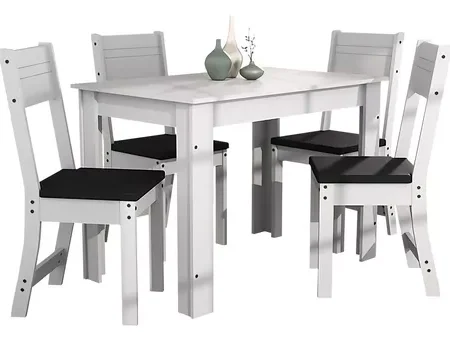 Juego de Comedor Nápoles Mesa y Cuatro Sillas Color Blanco