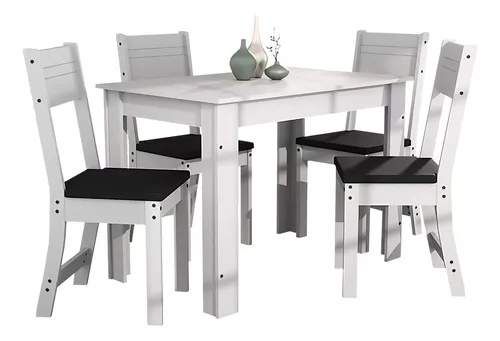 Juego de Comedor Nápoles Mesa y Cuatro Sillas Color Blanco