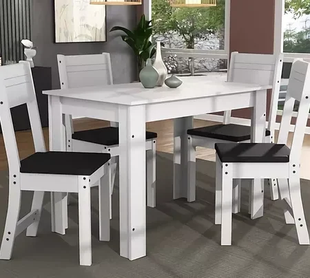 Juego de Comedor Nápoles Mesa y Cuatro Sillas Color Blanco: imagen 3