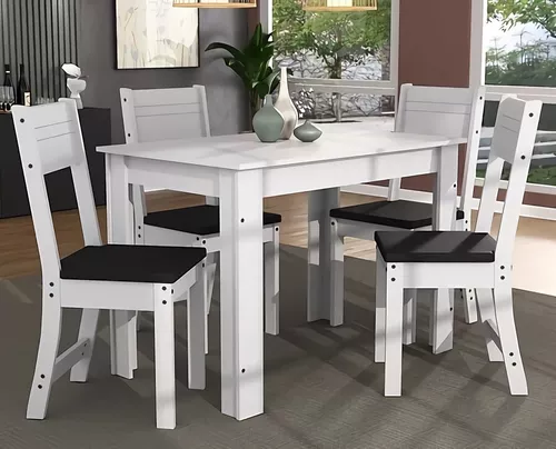 Juego de Comedor Nápoles Mesa y Cuatro Sillas Color Blanco