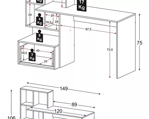 Escritorio De Madera Atlantis Para Oficina Color Blanco
