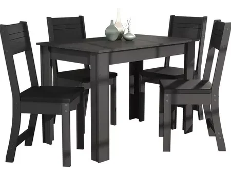 Juego de Comedor Nápoles Mesa y Cuatro Sillas Color Negro