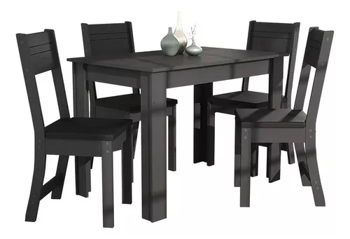 Juego de Comedor Nápoles Mesa y Cuatro Sillas Color Negro