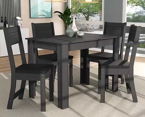 Juego de Comedor Nápoles Mesa y Cuatro Sillas Color Negro