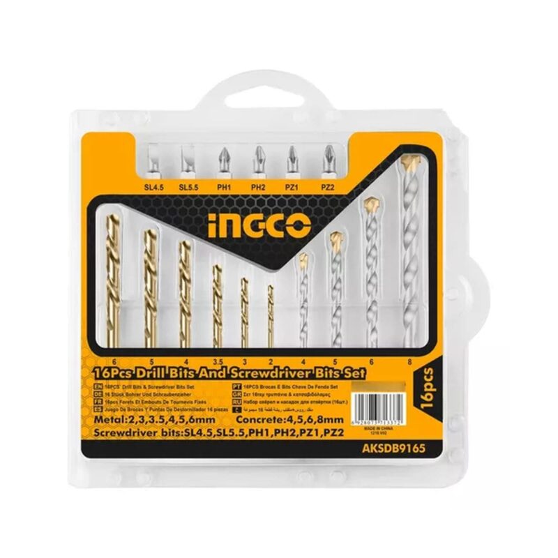 Juego Mechas Y Puntas Atornillador 16 Piezas Ingco