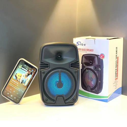 Imperdible Parlante Portátil Bluetood Sd Usb Luces Colores Color Negro