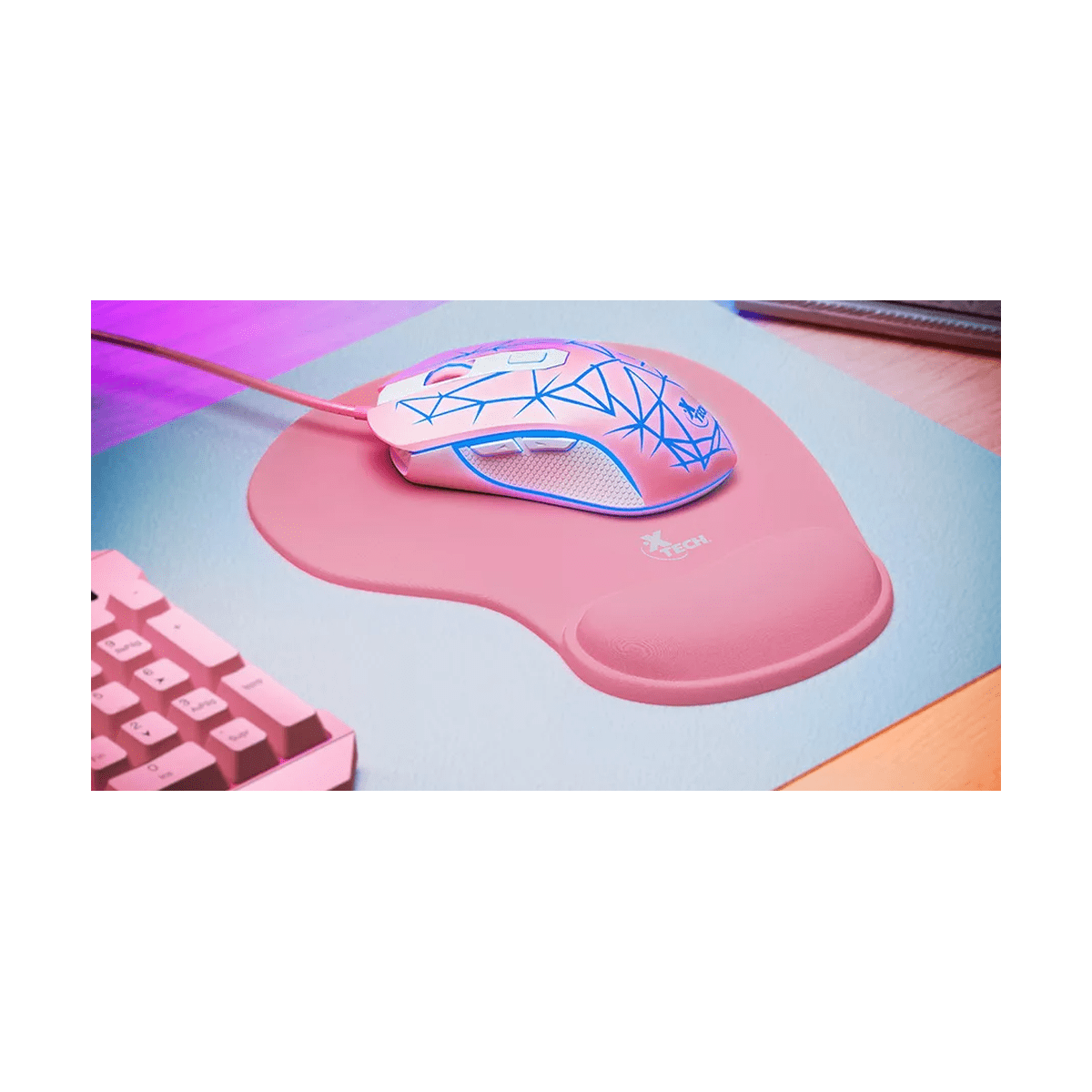 Mouse Pad Xtech Xta-530 Tela Y Gel 23 X 18 X 0,3cm Rosa: imagen 4