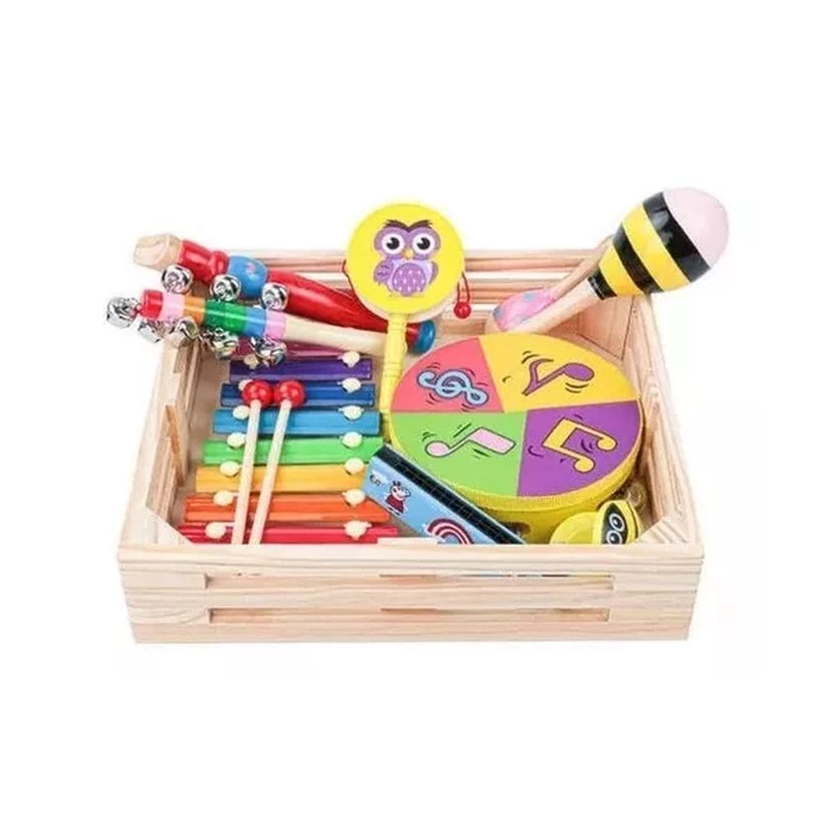 Set De 9 Instrumentos Musicales En Caja De Madera Infantil: imagen 1