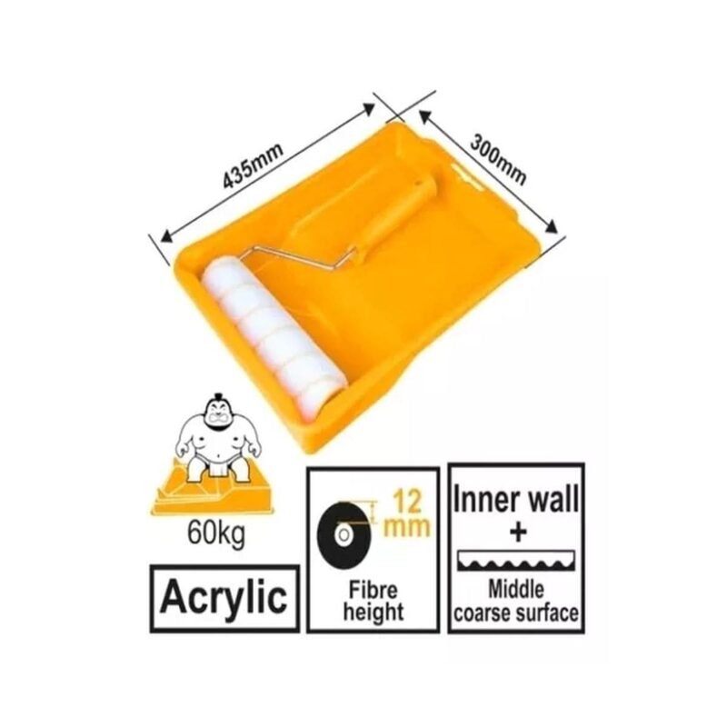 Set Rodillo Acrilico 9 + Bandeja 435x300x75mm Ingco Pintar