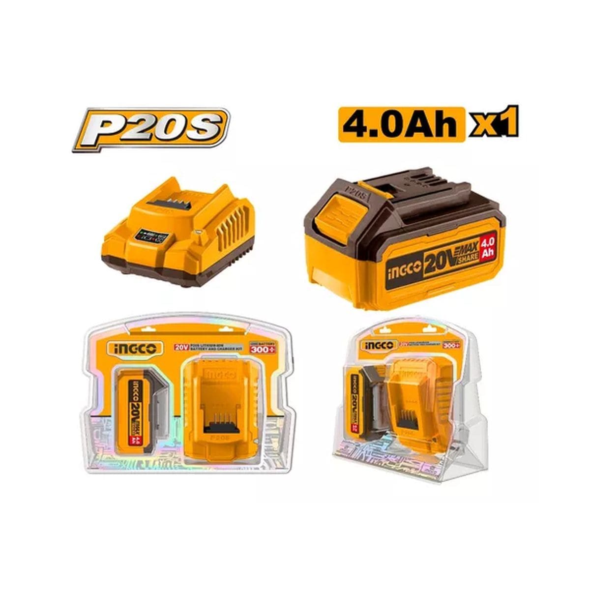 Set X1 Bateria 20v 4amp + 1 Cargador Ingco Fbcpk1214 -smf: imagen 1