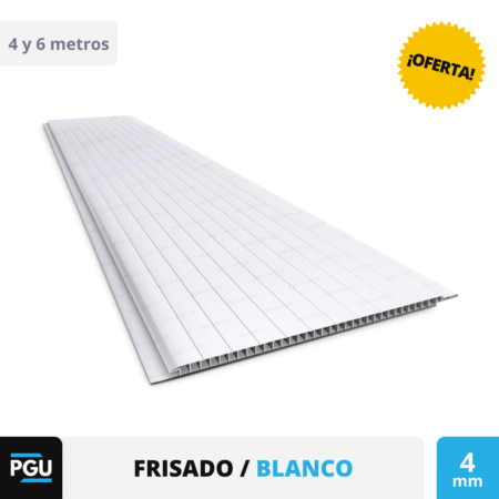 Cielorraso de PVC Blanco Frisado - Plasbil 20cm x 4mm