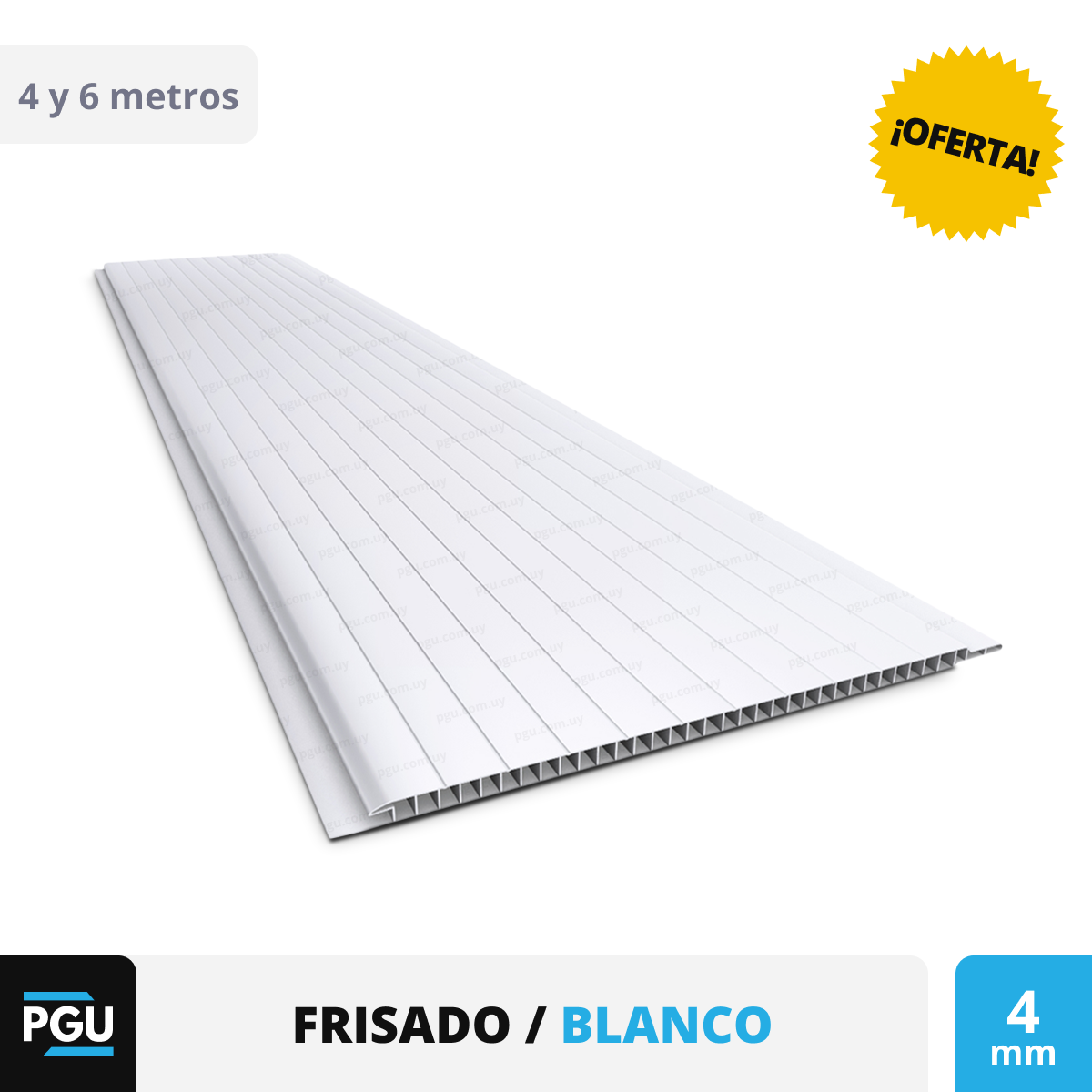 Cielorraso de PVC Blanco Frisado - Plasbil 20cm x 4mm: imagen 1