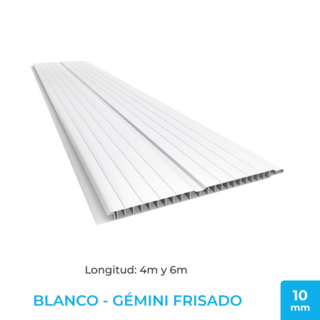 Cielorraso de PVC Blanco Gemini Frisado - Plasbil 20cm x 10mm
