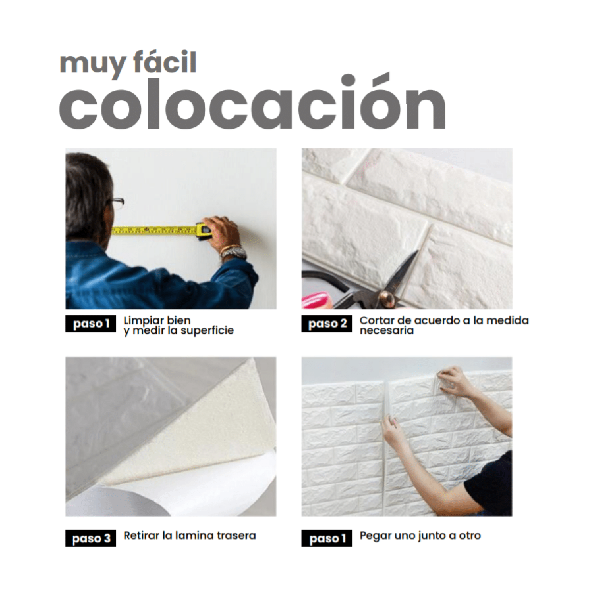 Placas Autoadhesivas Símil Ladrillo 3D: imagen 3