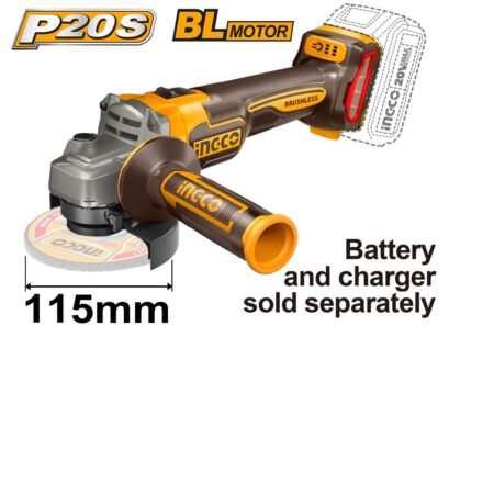 Amoladora 20v Brushless 4 1/2 115m Ingco Cagli21154- Smf Color Naranja Claro