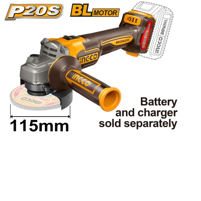 Amoladora Ingco 20v Cagli211156 115mm Motor Sin Carbones