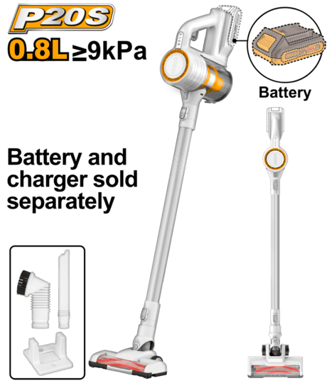 Aspiradora Ciclonica 0.8l a Bateria 9KPA P20S Bateria 20v sin bat sin carg Ingco