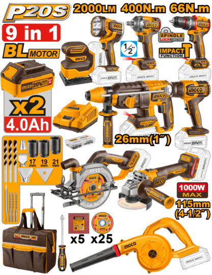 Kit Combo Industrial Herramientas a Batería (Puede tener una demora de 48hs)