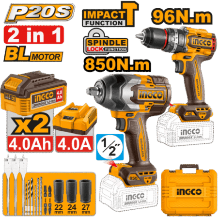 Kit Combo 96nm + Llave 850nm + Accesorios Ingco Cosli250586 - Amarillo